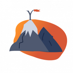 Change-is-constant Glyph Language Services value icon: mountain with a glyph flag.